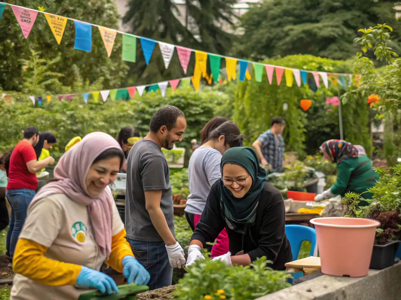 A photograph of volunteers and staff members working together at an ALTESSES DU 16 event, highlighting the organization's collaborative spirit.