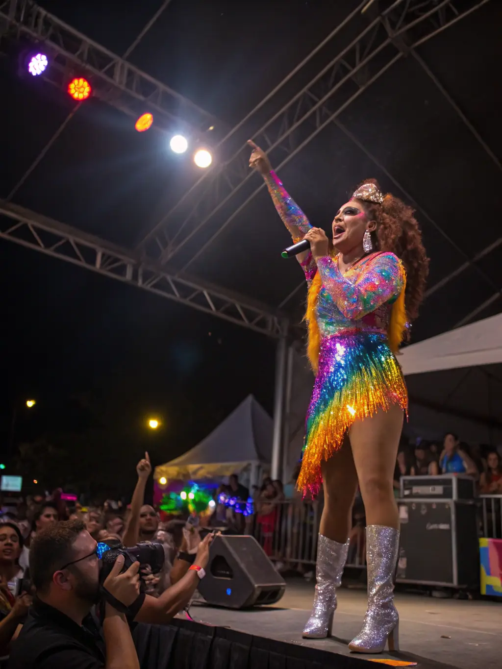 A dynamic image of a drag performance during an ALTESSES DU 16 event, capturing the energy, costumes, and audience engagement, emphasizing the cultural enrichment provided by the organization.